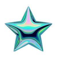 an iridescent star on a white background